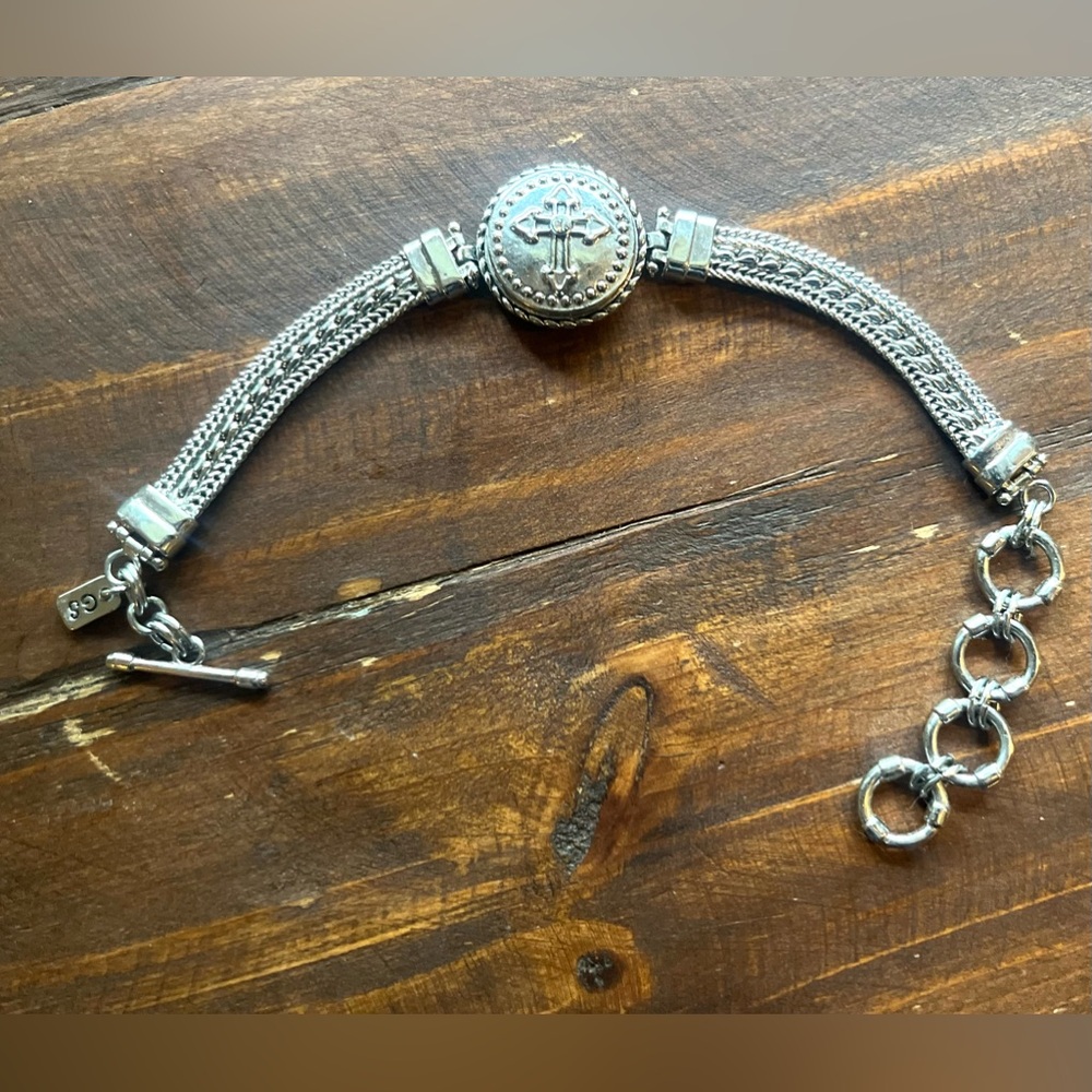 GINGERSNAPS Silver Bracelet w/Cross Adjustable length, heavy quality bracelet